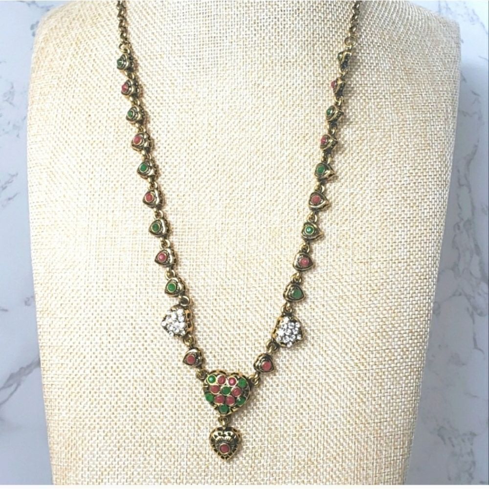 HEARTS Beaded & Embellished Necklace Valentine's Day
